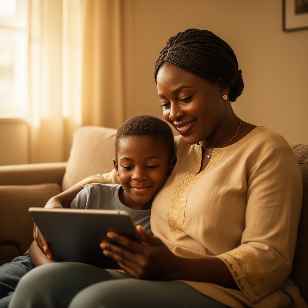 A Nigerian mother reviewing progress with her son